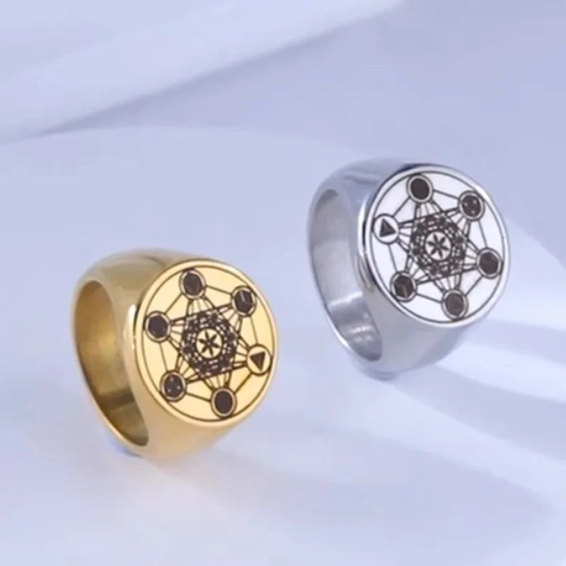 Metatron's Cube Ring gold a