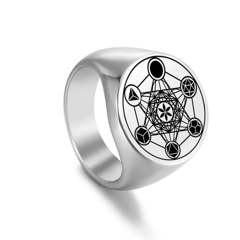 Metatron's Cube Ring silver a