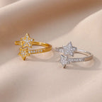 Double Star Zircon Band Ring in silver