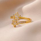 Double Star Zircon Band Ring in gold