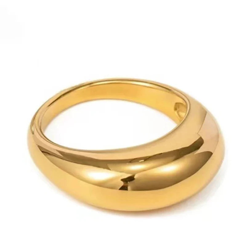 Elegant Wide Water Drop Ring in gold