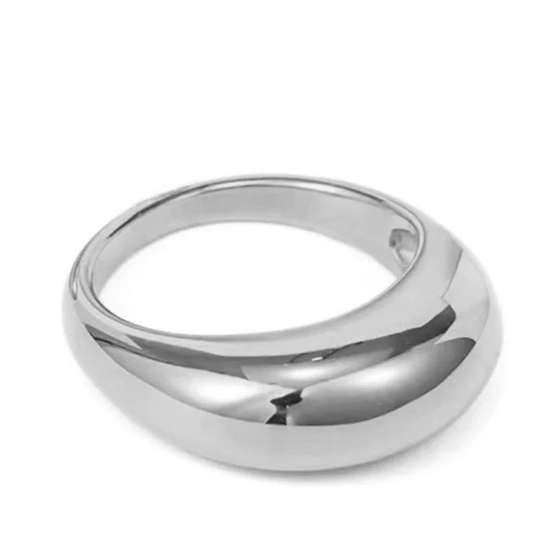 Elegant Wide Water Drop Ring in silver