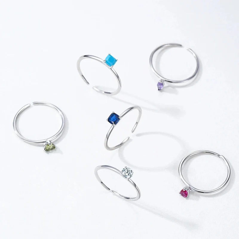 Colored Zircon Birthstone Band Ring