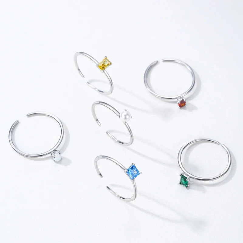 Colored Zircon Birthstone Band Ring