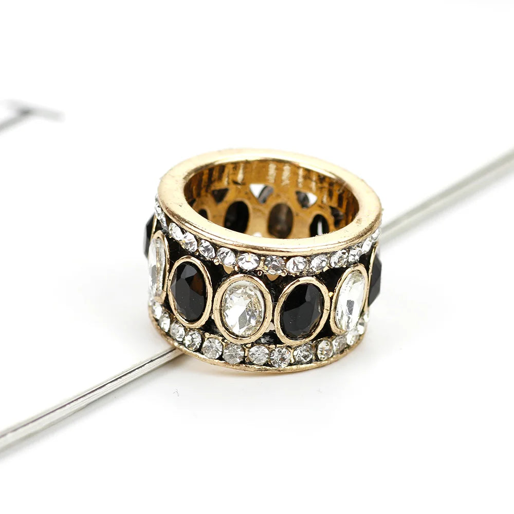 Oriental-style ethnic ring band in black and white