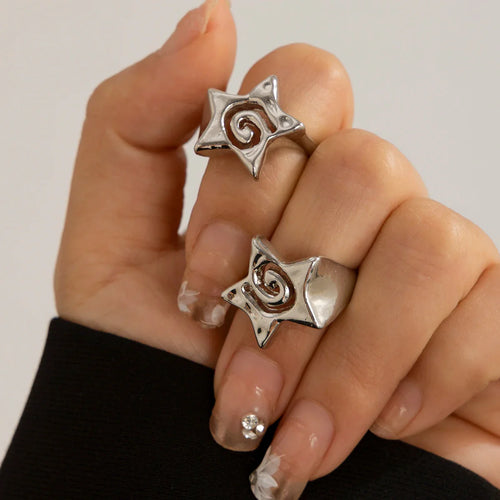 Pentagonal Star Ring Silver