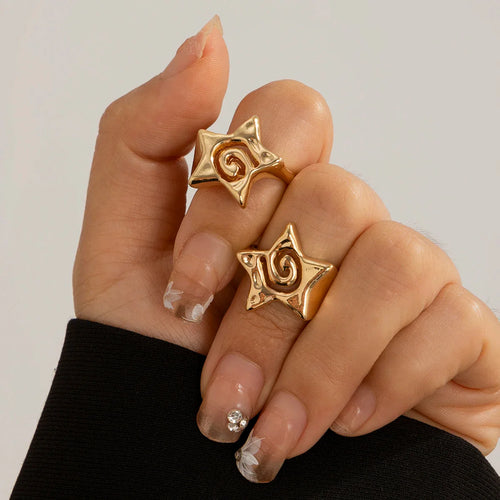 Pentagonal Star Ring Gold