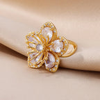 5-Petal Flower Ring with White Zircon