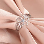 Flower Ring with 5 Petals and Silver Zircon