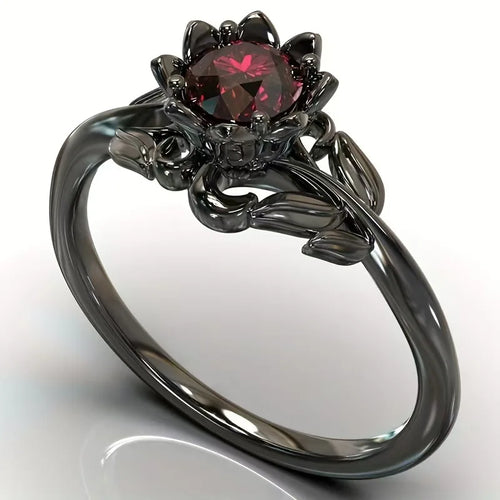 Black Flower Ring