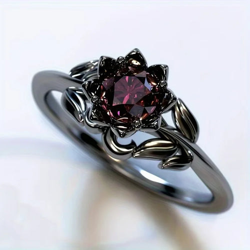 Black Flower Ring