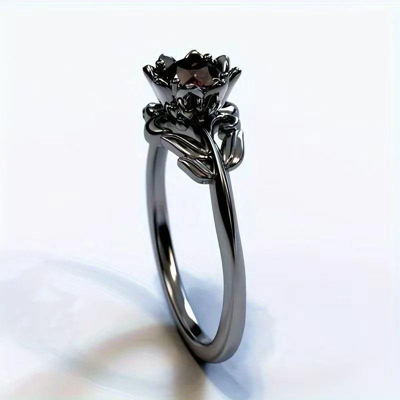 Black Flower Ring