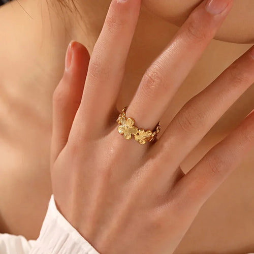 Ring with Gold Flowers