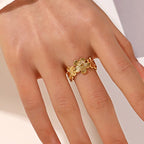 Ring with Gold Flowers