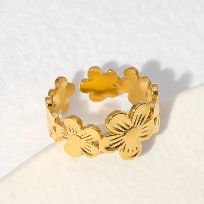 Ring with Gold Flowers