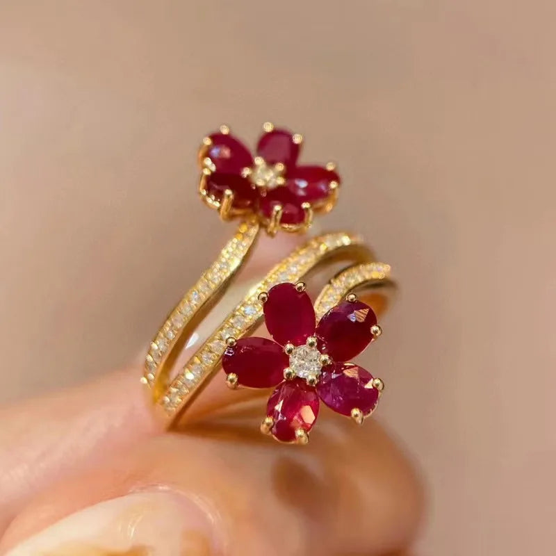 Red Flowers and Zircon Ring