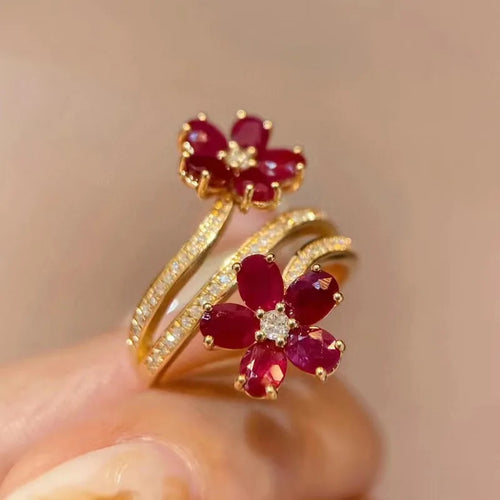 Red Flowers and Zircon Ring