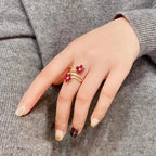 Red Flowers and Zircon Ring