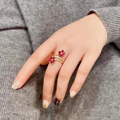 Red Flowers and Zircon Ring