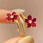 Red Flowers and Zircon Ring