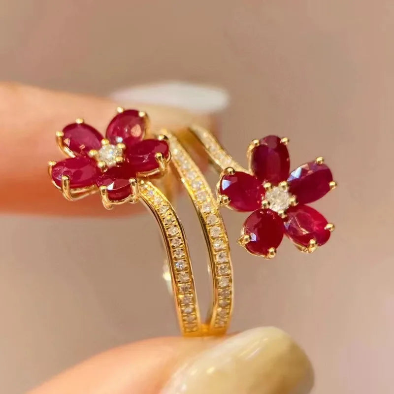 Red Flowers and Zircon Ring