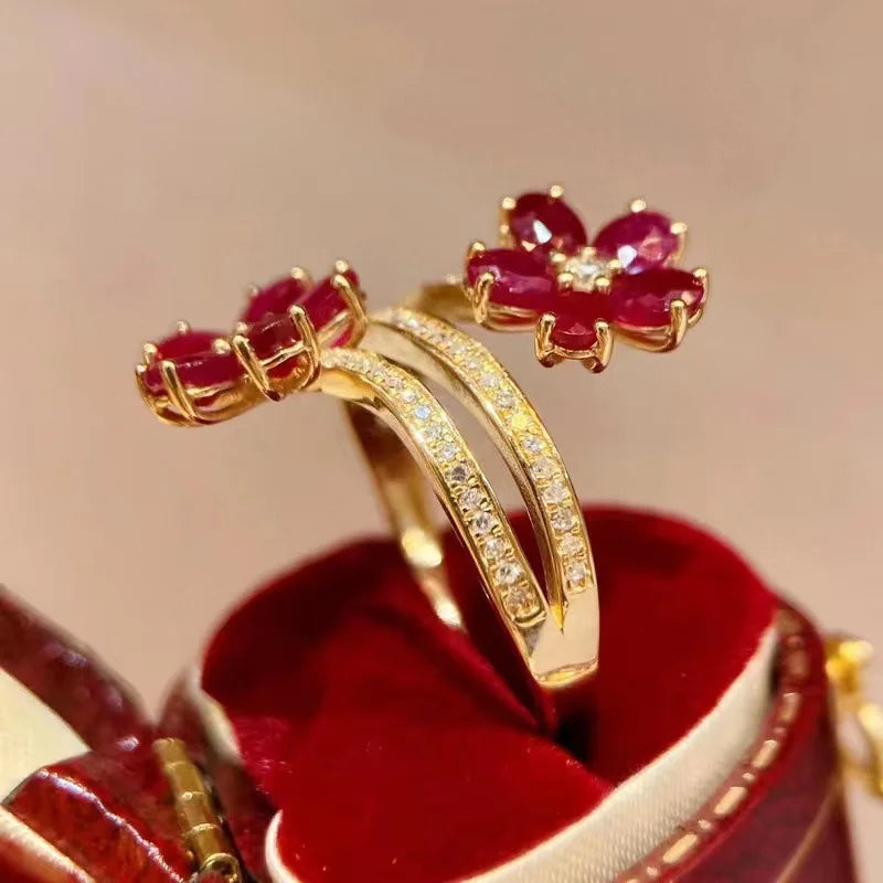 Red Flowers and Zircon Ring