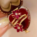 Red Flowers and Zircon Ring