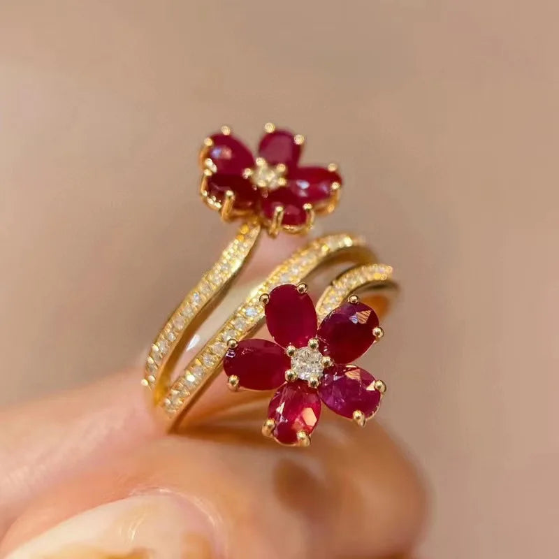 Red Flowers and Zircon Ring