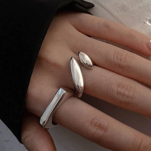 Silver Water Drop Band Ring