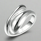 Silver Hollow Water Drop Ring