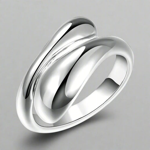 Silver Hollow Water Drop Ring