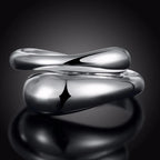Silver Hollow Water Drop Ring