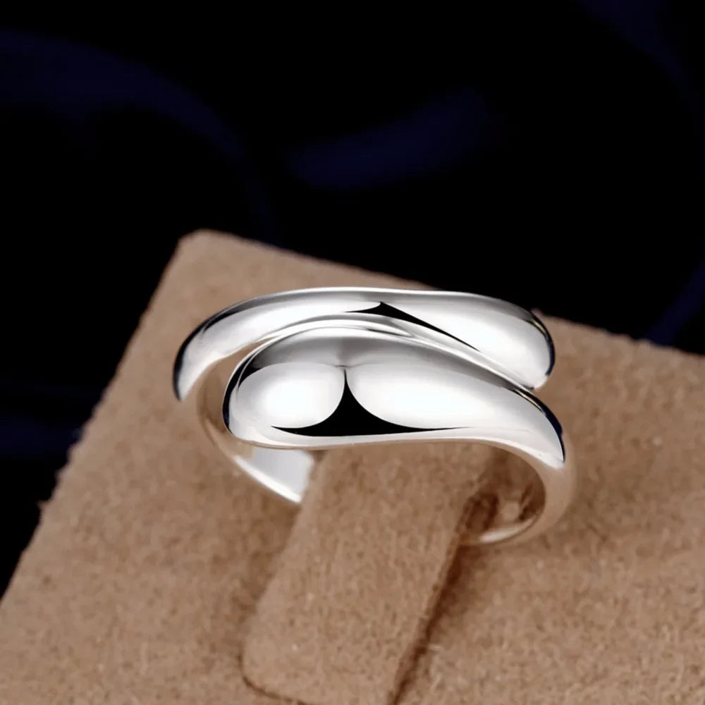 Silver Hollow Water Drop Ring