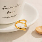 Hollow Water Drop Ring Band Gold