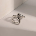 Hollow Water Drop Ring Band Silver