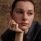 White Pearl Water Drop Ring Gold