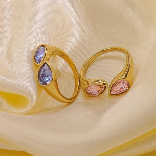 Water Drop Ring Colored Pearl purple
