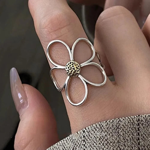 Elegant Large Flower Band Ring