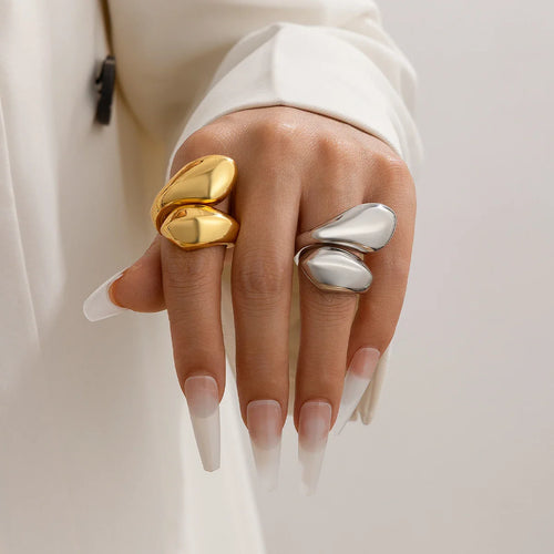 Large Asymmetric Teardrop Ring in Silver