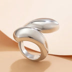 Large Asymmetric Teardrop Ring in Silver