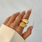 Large Asymmetric Teardrop Ring in Gold