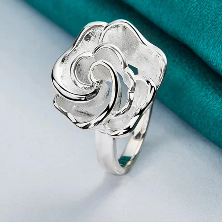 Large Flower Silver Ring