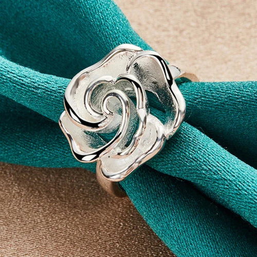 Large Flower Silver Ring