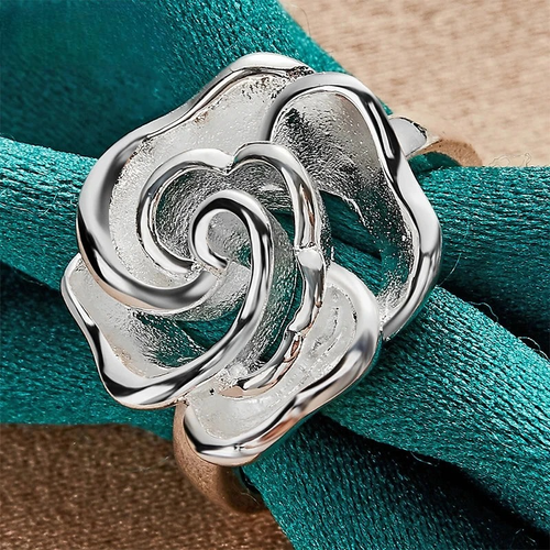 Large Flower Silver Ring