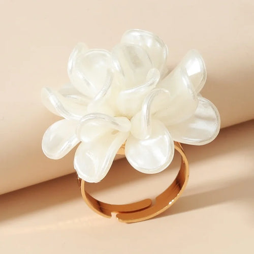 White Large Flower Ring