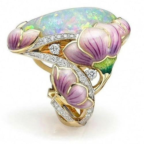 Lavender Flower Statement Ring