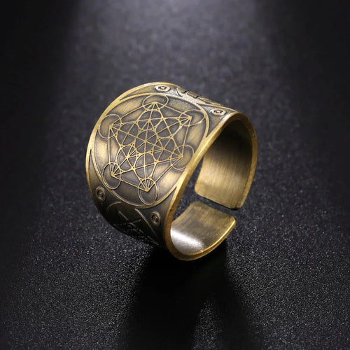Men's Ring Metatron's Cube Gold