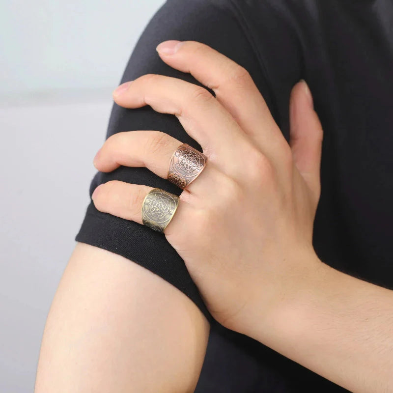 Men's Ring Metatron's Cube Gold