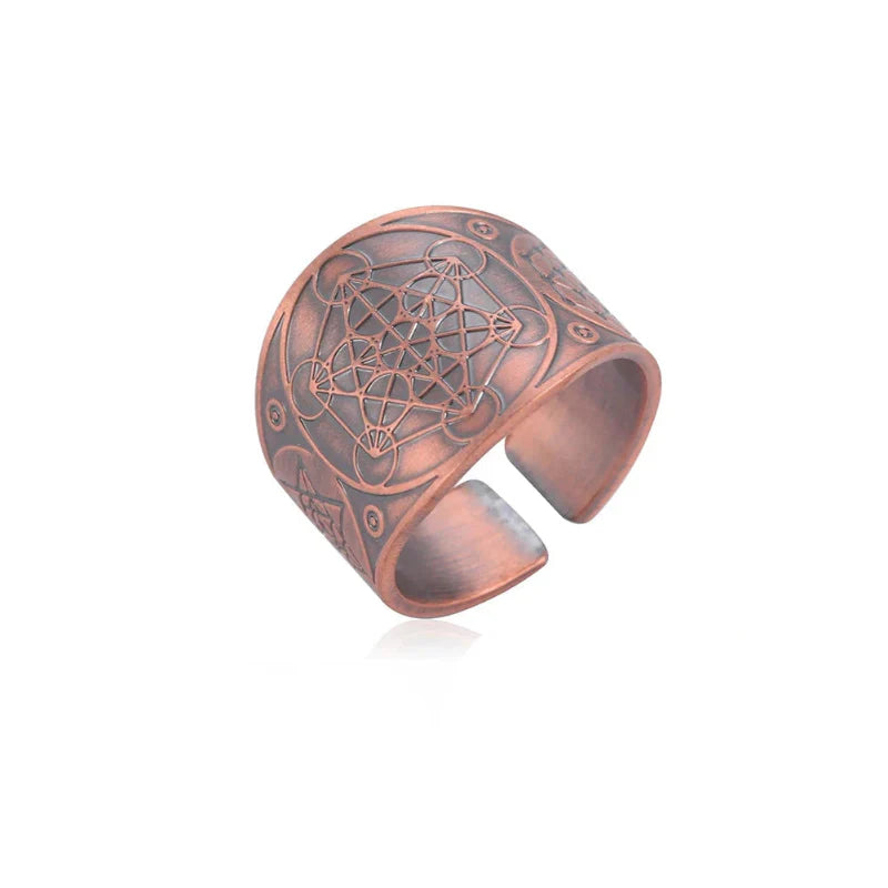 Men's Ring Metatron's Cube Rose Gold