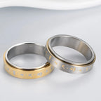 Patterned Anti-Stress Spinner Ring for Men or Women Gold